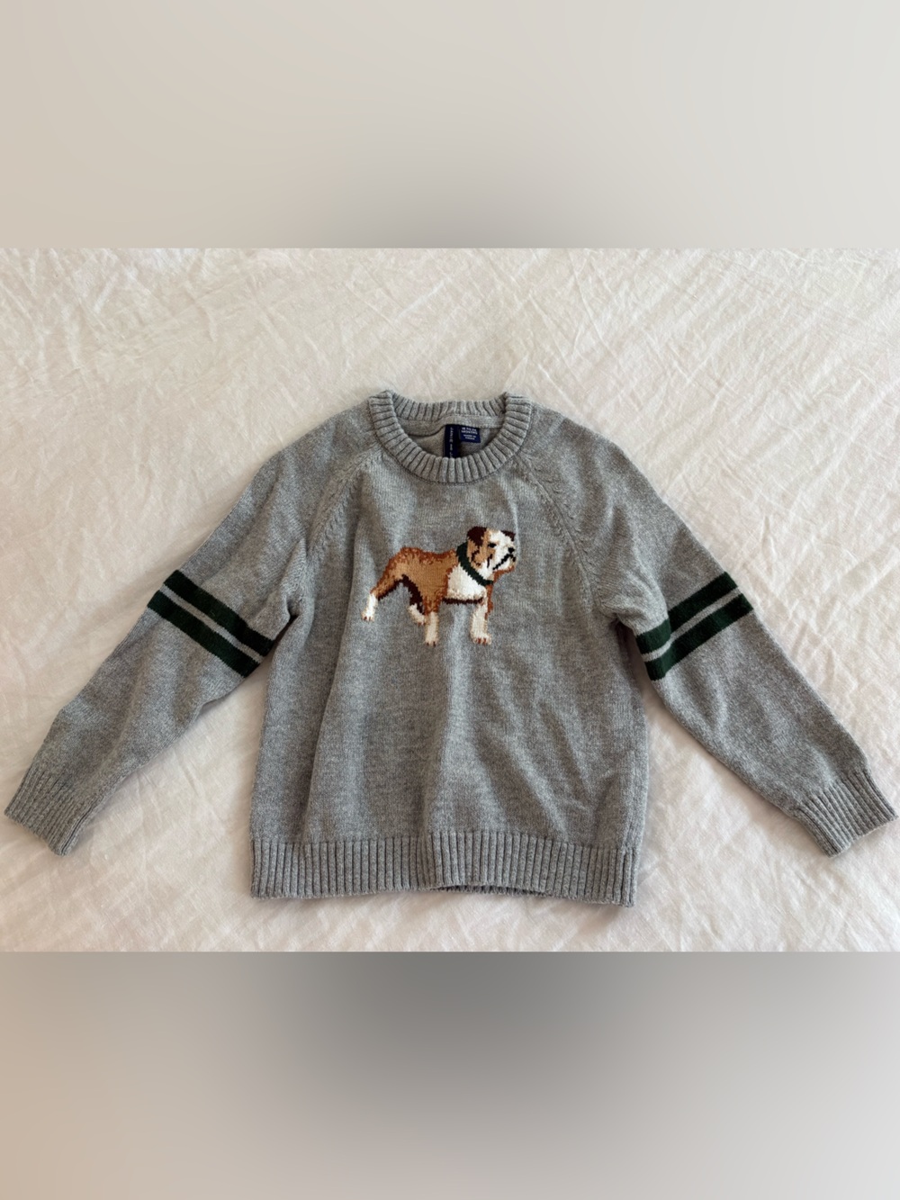 Janie and Jack Gray Bulldog Crewneck Sweater